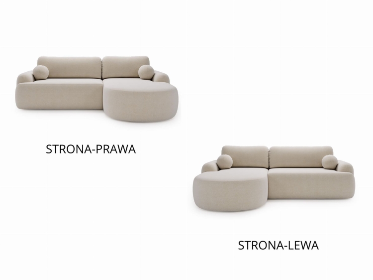 Narożnik zaokrąglony z funkcją spania do salonu OLIO BIAŁY