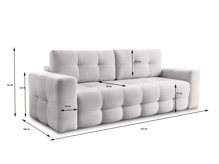 Modna kanapa bubble z funkcją spania LUI BEŻ