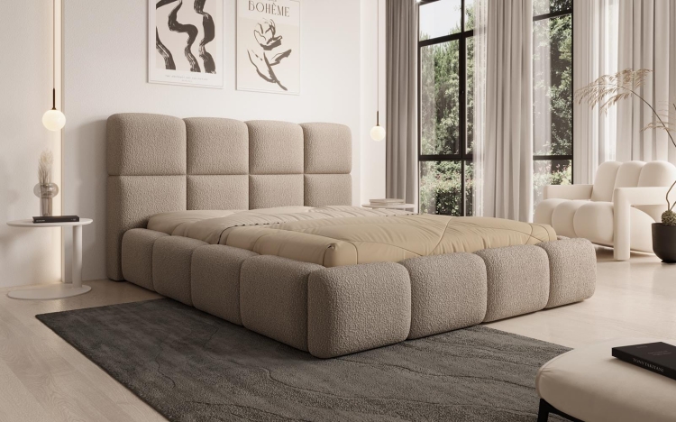 Łóżko chmurka beżowe do sypialni 140x200