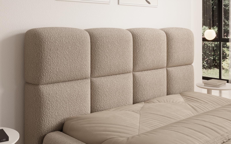 Modne łóżko kremowe boucle CHMURK