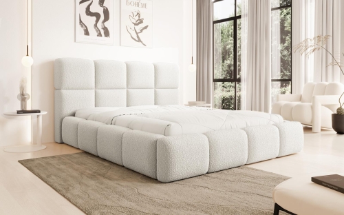Modne łóżko kremowe boucle nr 1 w Polsce CHMURKA