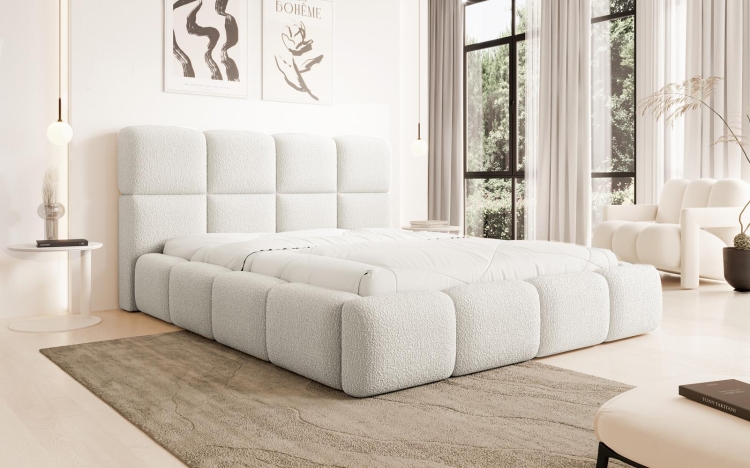 Modne łóżko kremowe boucle CHMURKA
