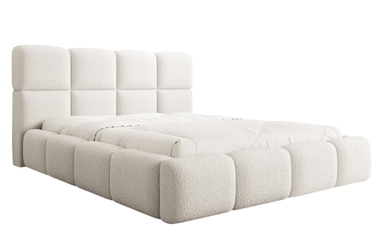 Modne łóżko kremowe boucle CHMURK