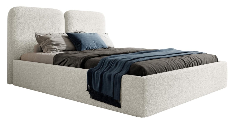 Przytulne łóżko tapicerowane kremowe 140x200 LUIS