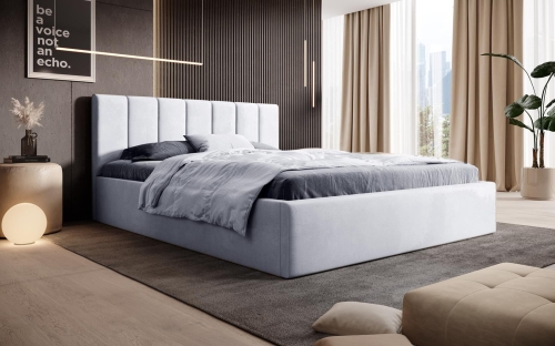 Szare łóżko do sypialni tapicerowane SUZ 160x200