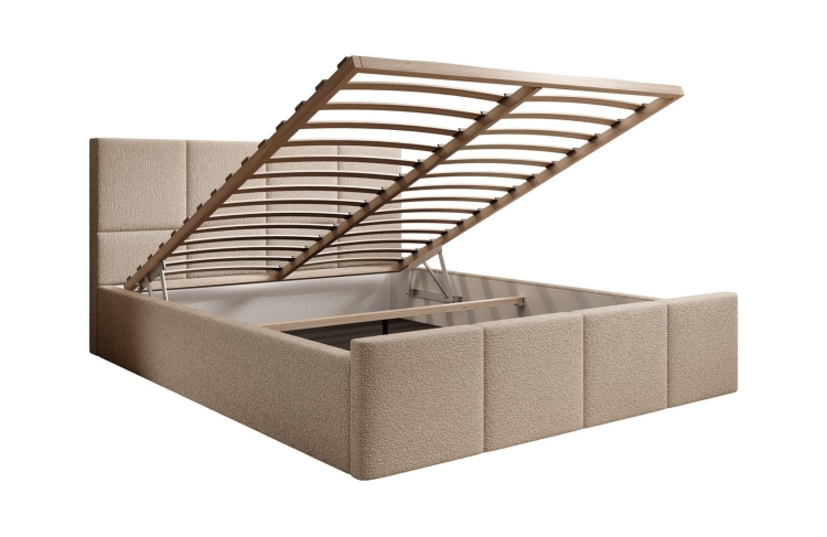 Klasyczne beżowe łóżko tapicerowane COZY 140x200