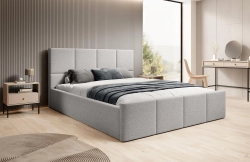 Eleganckie łóżko w tkaninie boucle SZARE COZY 