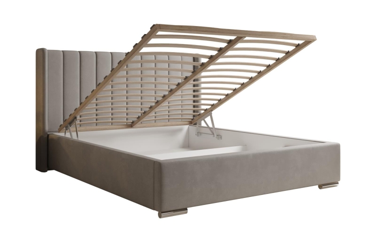 Szare łóżko tapicerowane eleganckie PALMS