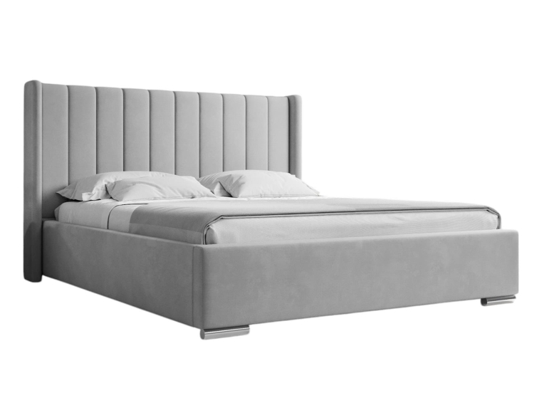 Szare łóżko tapicerowane eleganckie PALMS