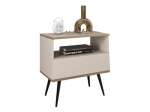 Nowoczesny stolik nocny z szufladą POLO BEŻ CZARNE NOGI