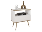 Biała szafka nocna na złotych nogach POLO