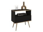 Czarna szafka nocna do sypialni POLO ZŁOTE NOGI