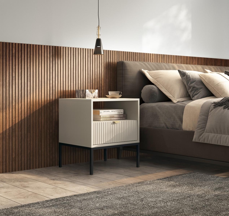 Szafka nocna kaszmirowa NANCY ZŁOTE NOGI