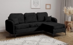 Wygodny narożnik do salonu welurowy BELLA CZARNY
