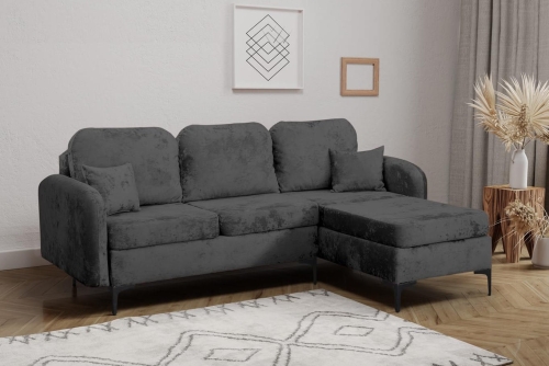 Wygodny szary welurowy narożnik do salonu BELLA