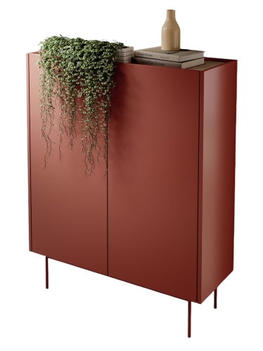 Wysoka czerwona komoda do salonu w stylu retro ZOTI