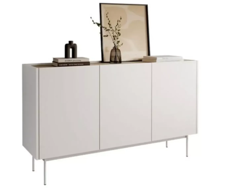 Beżowa komoda na wysokich nóżkach ZOTI DĄB LINEA