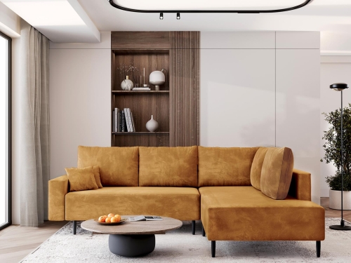 Miodowy narożnik na wysokich nogach metalowych BLAIR