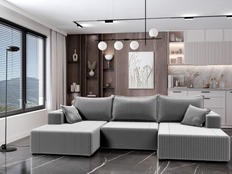 Narożnik tapicerowany miękkim sztruksem LILIA SZAR