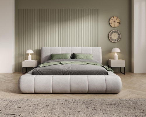 Ekskluzywne szare łóżko do nowoczesnej sypialni PALO