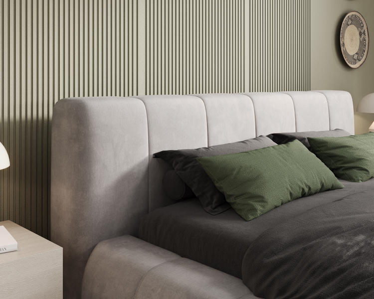 Ekskluzywne szare łóżko do nowoczesnej sypialni PALO