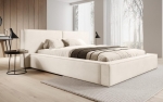 Duże eleganckie łóżko do sypialni KREMOWE WELUR HEVE