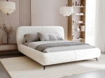 Modne kremowe łóżko zaokrąglone w stylu japandi MIA