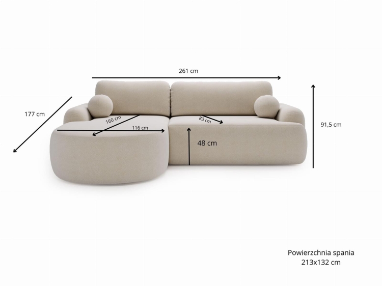 Narożnik oliwkowy o obłych kształtach OLIO