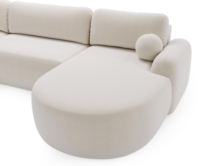 Beżowy narożnik zaokrąglony do dużego salonu U OLIO