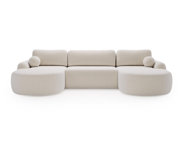 Duży narożnik boucle biały do salonu OLIO U funkcja spania