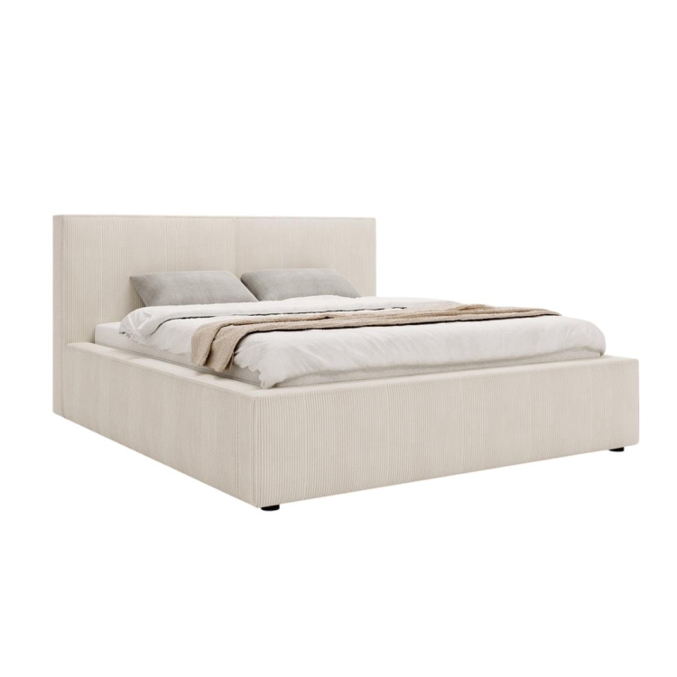 Luksusowe szare łożko sztruksowe POLS 140x200