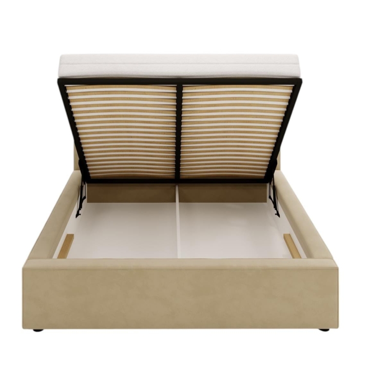 Beżowe eleganckie łóżko sypialniane 140x200 POLS