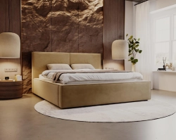 Beżowe eleganckie łóżko sypialniane 140x200 POLS