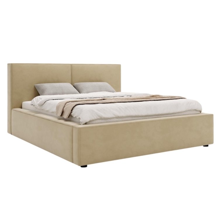 Beżowe eleganckie łóżko sypialniane 140x200 POLS