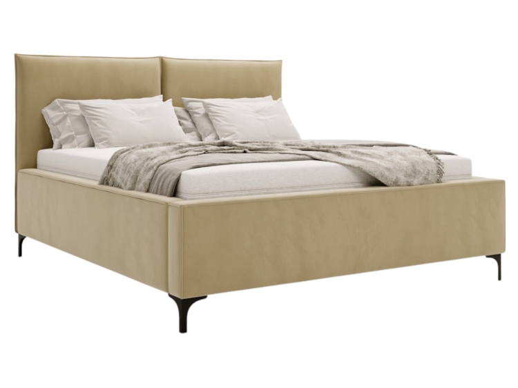 Łóżko szare do sypialni na wysokich nogach WELUROWE LUNA