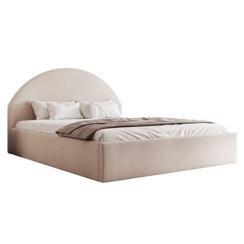 Łóżko glamour beżowe do nowoczesnej sypialni PAPHO