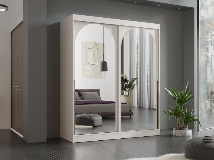 Kaszmirowa szafa z okrągłym lustrem INOVS