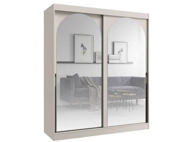 Kaszmirowa szafa z okrągłym lustrem INOVS