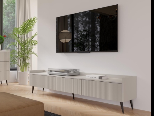 Duża ryflowana szafka RTV do salonu TWINKL KASZMIR