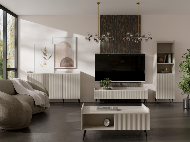 Kaszmirowa szafka ryflowana na wysokich nogach TWINKLpg