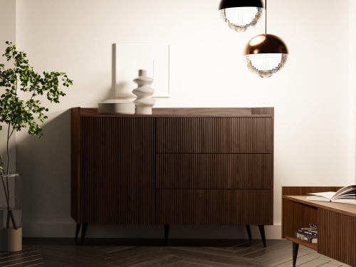 Ryflowana modna komoda orzechowa TWINKL