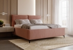 Łóżko tapicerowane na wysokich nogach do salonu LUNA RÓŻ