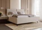 Kremowe łózko do sypialni sztruks LUNA WYSOKIE NOGI 
