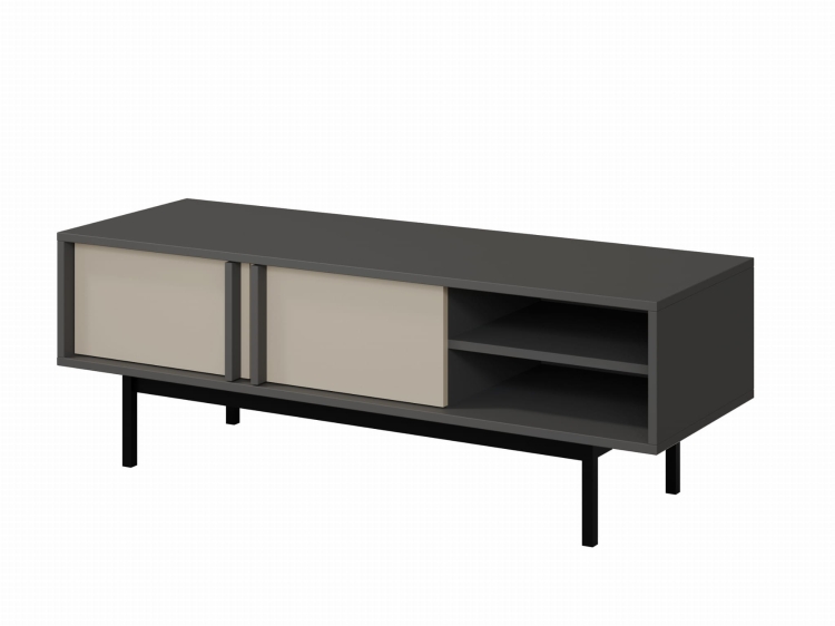Nowoczesna beżowa szafka RTV 123 cm szeroka