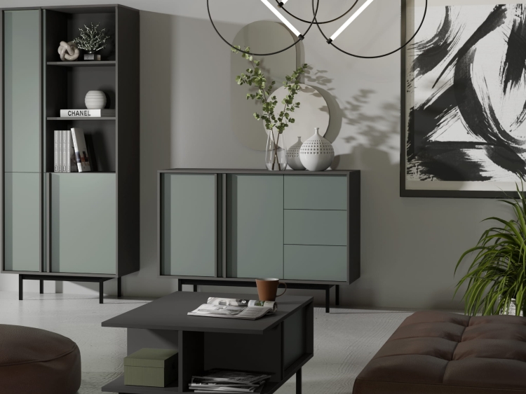 Ława kawowa z półką zielona do salonu MALTS