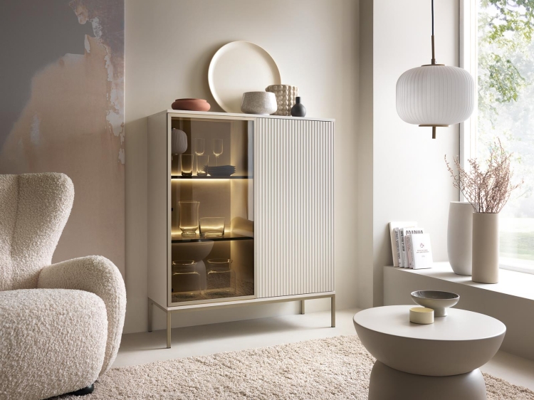 Kaszmirowa witryna do salonu LINO z LED