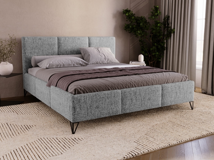 Łóżko w stylu retro 140x200 do sypialni ciemnoszare NEVS