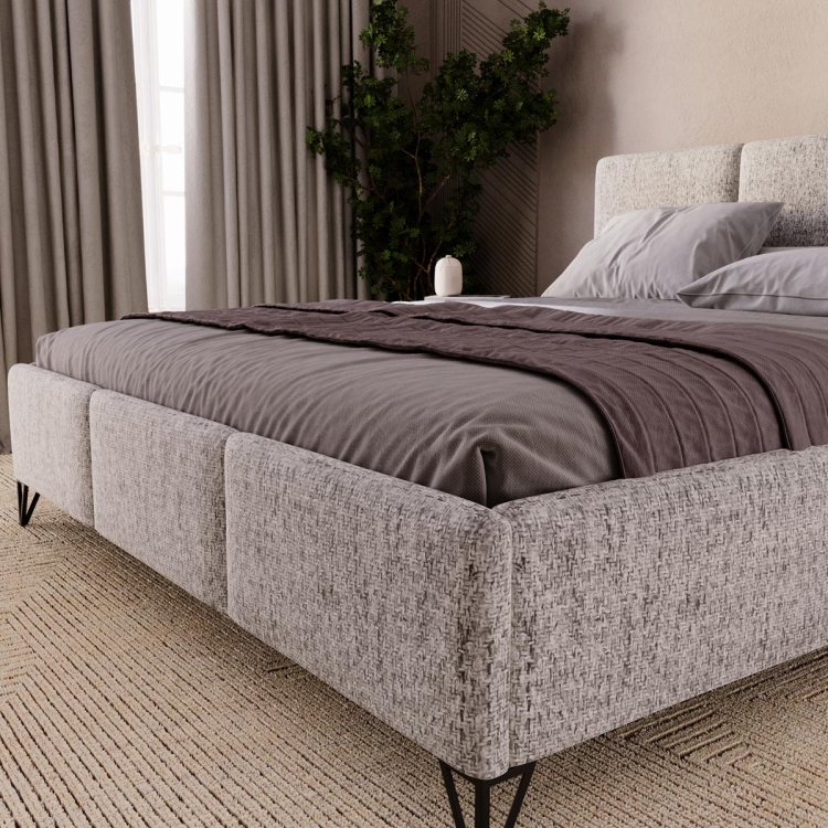 Łóżko w stylu retro 140x200 do sypialni ciemnoszare NEVS