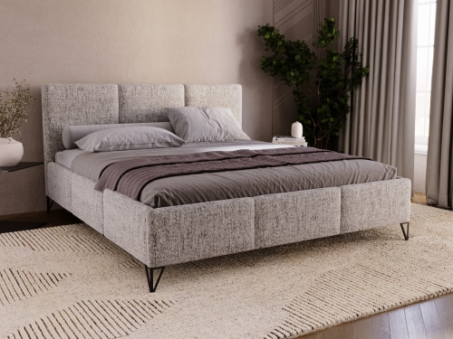 Łóżko tapicerowane plecionką w stylu retro NEVS