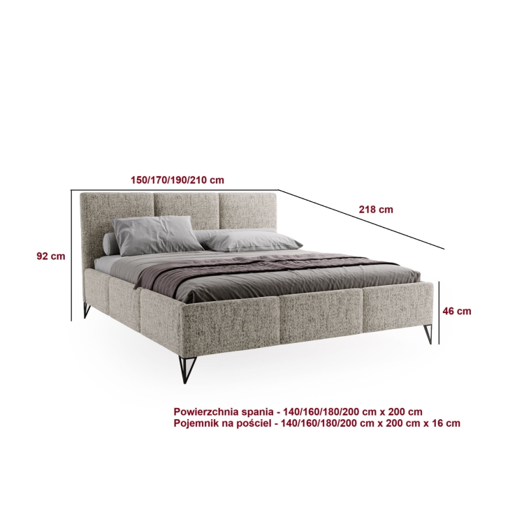 Łóżko tapicerowane plecionką NEVS CIEMNOZIELONY